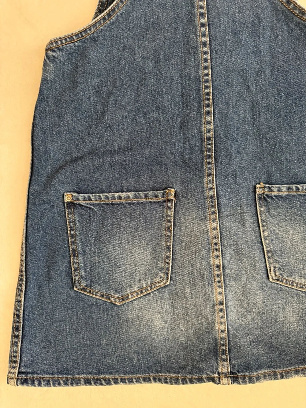 Zara | Dungaree Denim Button Front Overall Jean Jumper Dress Made in Egypt (10) - Picture 10 of 15
